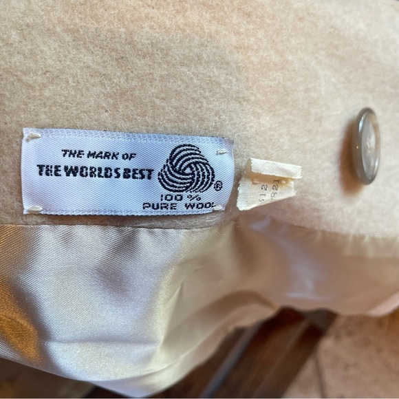 Vintage 60s Fashionbilt Camel Wool Trench Peacoat Jacket Union Made Size 15 - Picture 9 of 10